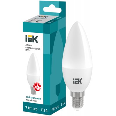 Лампа светодиодная IEK свеча С35 Е14 7W 4000К 4К 100*35 матов. ECO LLE-С35-7-230-40-E14