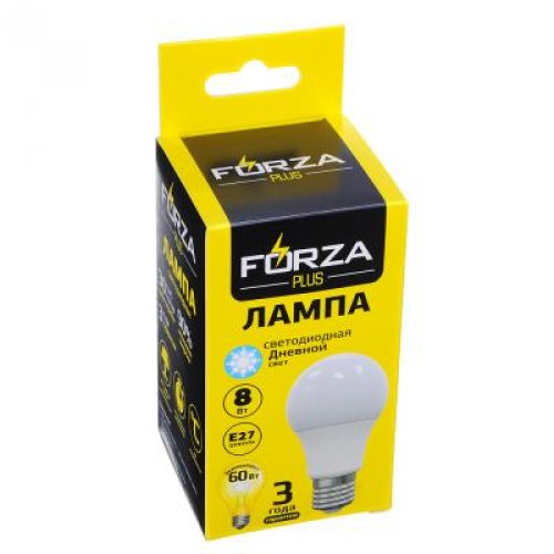 Лампа Forza св/д А60 8Вт Е27 4200К, хол. свет