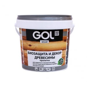 Пропитка защитно-декоративная для древесины GOLwood AQUA 0,9кг бесцветная
