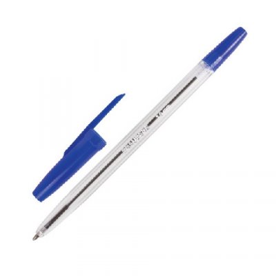 Ручка шариковая синяя BRAUBERG Line, корпус прозрачный, 0,5 мм