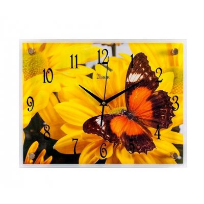 Часы настенные "Бабочка на желтой хризантеме" 3040-452