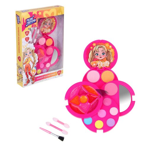 Набор косметики для девочки (тени, блески для губ, аппликатор, зеркало)