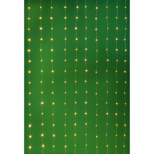 Электрогирлянда занавес нить росы 3х3м, 300 LED, 10 нитей, шампань, пост.свеч.,220В