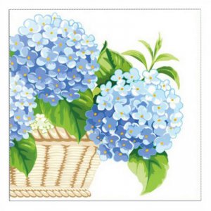 Салфетки бумажные 24*24см 40шт Гортензия 1сл (уп.32)