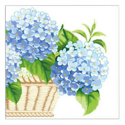 Салфетки бумажные 24*24см 40шт Гортензия 1сл (уп.32)