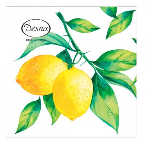 Салфетки бумажные 24*24см 40шт Лимон 1сл (уп.32)