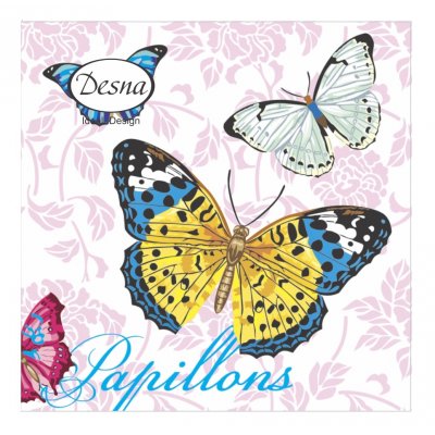 Салфетки бумажные 24*24см 40шт Бабочки и цветы 1сл (уп.32)