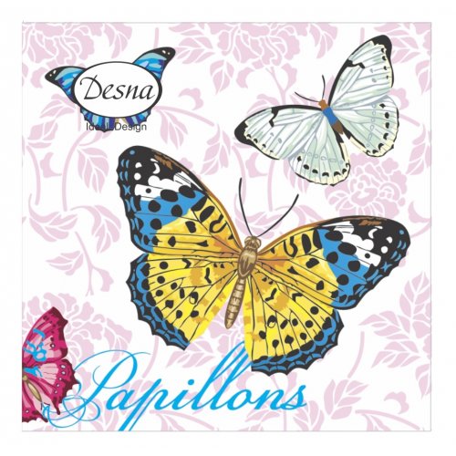 Салфетки бумажные 24*24см 40шт Бабочки и цветы 1сл (уп.32)