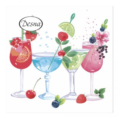 Салфетки бумажные 24*24см 40шт Коктейль 1сл (уп.32)