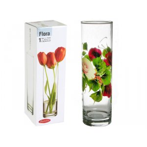 Ваза для цветов стекло "Флора" Цветы  (циллиндр) 43767