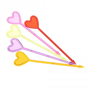 Пики декоративные 35шт, "Сердечко", цветные, пластик