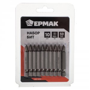 Набор бит для шуруповерта PH1 длина 50мм 10шт ЕРМАК