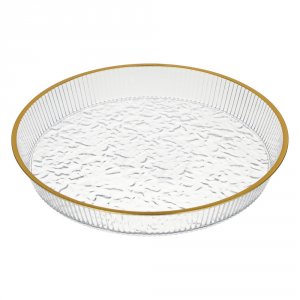 Поднос круглый с золотой каемкой 26,5*23,2*3,7см РЕТ