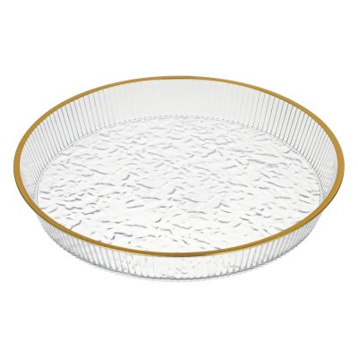 Поднос круглый с золотой каемкой 26,5*23,2*3,7см РЕТ
