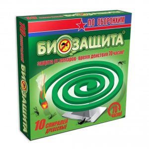Спирали от комаров ОБОРОНХИМ Биозащита древесные зеленые 10шт (уп.60)