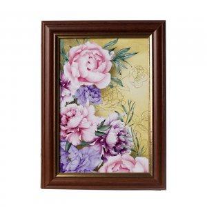 Ключница "Розовые пионы" орех 15*21см