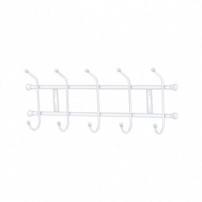 Вешалка настенная 5 крючков, 470*215*85мм, матовый белый