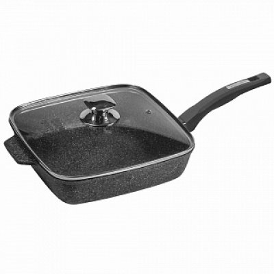 Сковорода-гриль квадр. 26*26см АП Гранит несъемн.руч., ст.крышка