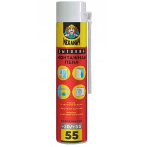 Пена монтажная МЕХАНЫЧ 55 бытовая всесезонная 850мл (400г) (уп.12)