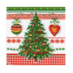 Салфетки бумажные 24*24см 40шт Новогодняя ель 1сл (уп.32)