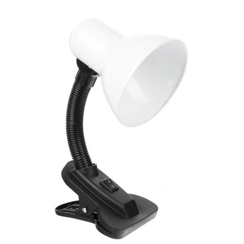 Светильник на прищепке, E27, 40 Вт, 230 В, гнущаяся ножка 10 см, шнур 75 см, белый