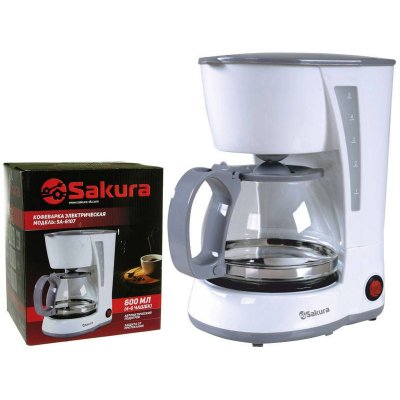 Кофеварка Sakura SA-6107W 600мл 550-650Вт