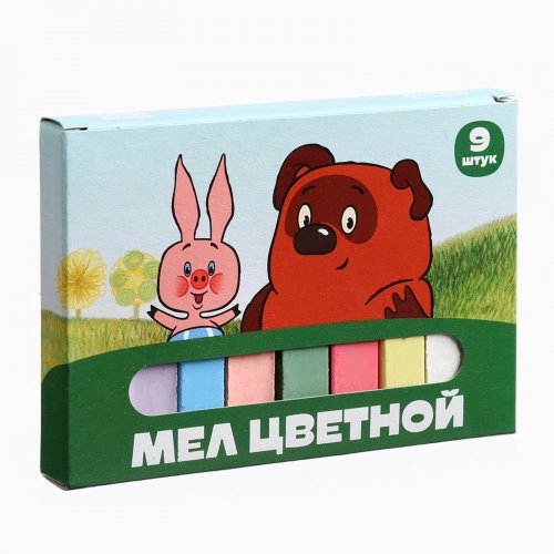 Мелки школьные цветные 9шт Винни-Пух