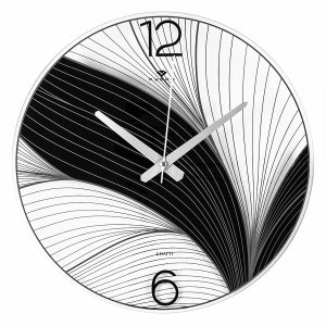 Часы настенные "Черный лотос" прозрачные d-39 см, открытая стрелка