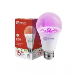 Лампа для рассады и растений (фито) ASD/InHome ЛОН А60 E27 15W 15мкмоль/с 110x60 LED-A60-FITO 6502