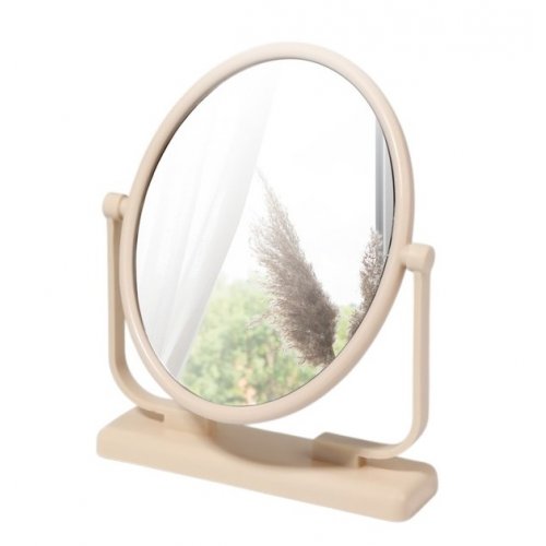 Зеркало настольное овал б/увел 9,5*12/12,5*15,5см, пластик, бежевый