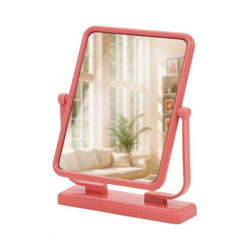 Зеркало настольное прям-к б/увел 9,5*12/12,5*15,5см, пластик, розовый