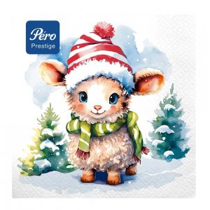 Салфетки бумажные 33*33см 20шт Год овечки 3сл (уп.12)