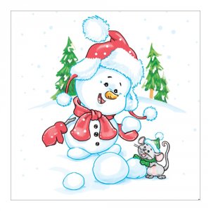 Салфетки бумажные 24*24см 40шт Снеговичок 1сл (уп.32)