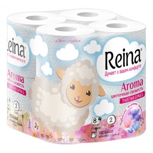 Туалетная бумага Reina цвет.свежесть 8 рулонов