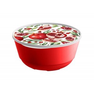 Миска с крышкой 1л Bergamo, с декором гранаты, красный