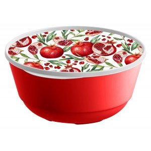 Миска с крышкой 2л Bergamo, с декором гранаты, красный