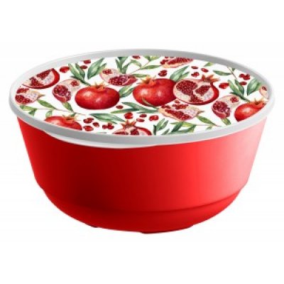 Миска с крышкой 2л Bergamo, с декором гранаты, красный