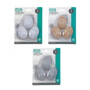 Крючки самоклеящиеся WF-201-1 3шт, на блистере, пластик