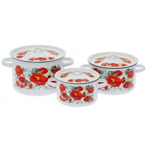 Набор эмалированной посуды МАКИ МЕЧТА, (кастр. 1.5л, 2.9л, 4,5л)