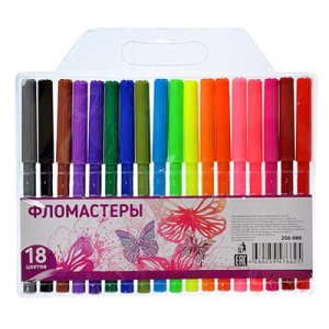Фломастеры 18 цветов с цветным колпачком