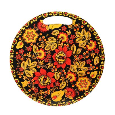 Доска разделочная и сервировочная "Хохломская роспись", круглая , 25,5см