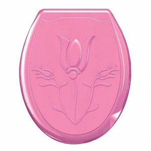 Сиденье д/унитаза пластик универсальное с фигурной крышкой розовый