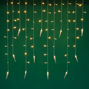 Электрогирлянда бахрома с сосульками 2,5*0,3*0,5*0,7м , 80LED, шампань, пост свеч, ПВХ прозр., 220В