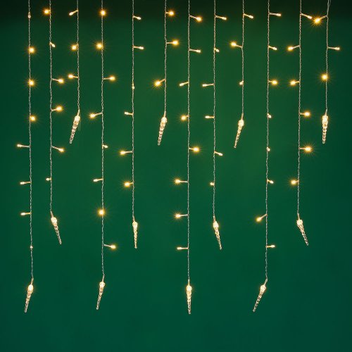 Электрогирлянда бахрома с сосульками 2,5*0,3*0,5*0,7м , 80LED, шампань, пост свеч, ПВХ прозр., 220В