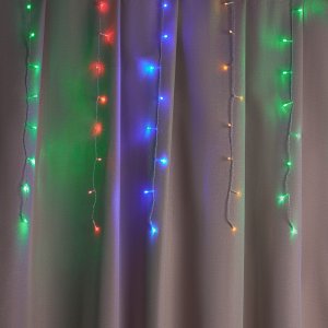 Электрогирлянда бахрома, 96LED, 3*0,7м, мультицвет, 8 реж, ПВХ прозр., коннектор, 220В