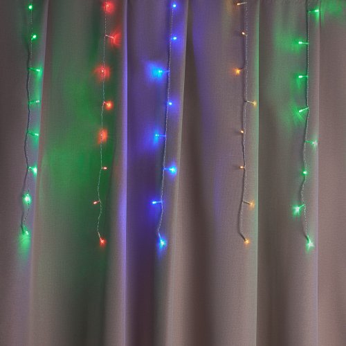 Электрогирлянда бахрома, 96LED, 3*0,7м, мультицвет, 8 реж, ПВХ прозр., коннектор, 220В