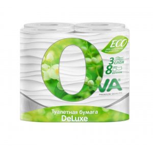Туалетная бумага OVA 3-сл. 8шт