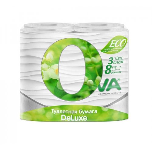 Туалетная бумага OVA 3-сл. 8шт