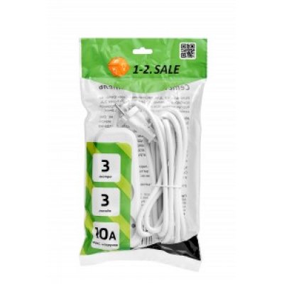 Удлинитель 1-2.SALE ПВС 2х1  3роз. 3м 10А (корпус АБС-пластик)