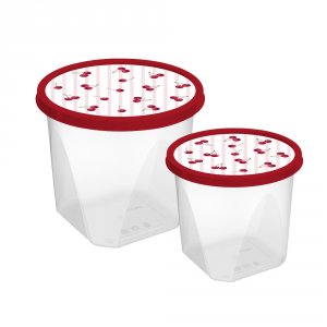 Набор контейнеров круглых Черри 0,6л+1,0л, пластик, 2 цвета